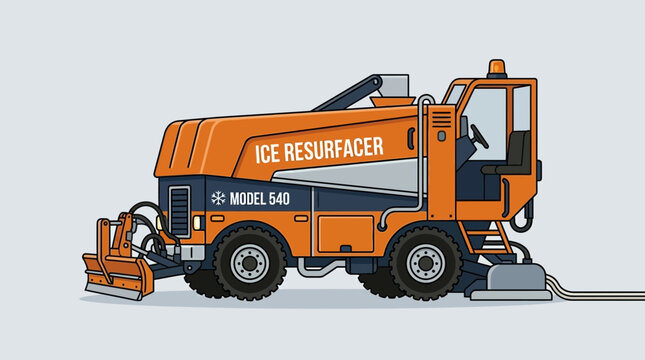 Orange Ice Resurfacer Machine