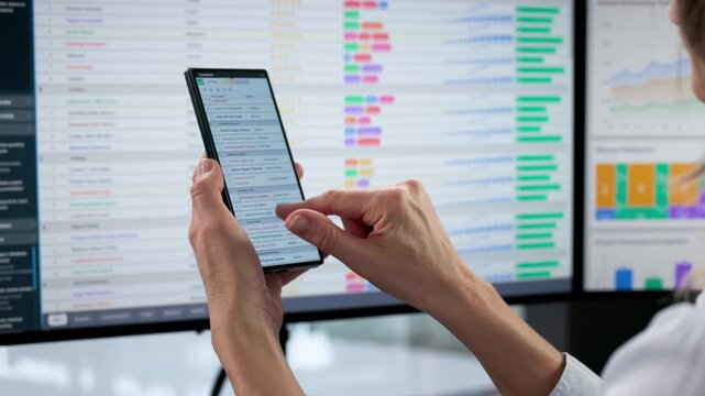Financial Analyst Reviews Records And Data