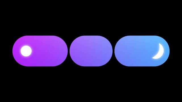 Three rounded capsules in pink and blue shades are aligned horizontally with soft highlights to create a simple and modern set of toggle buttons
