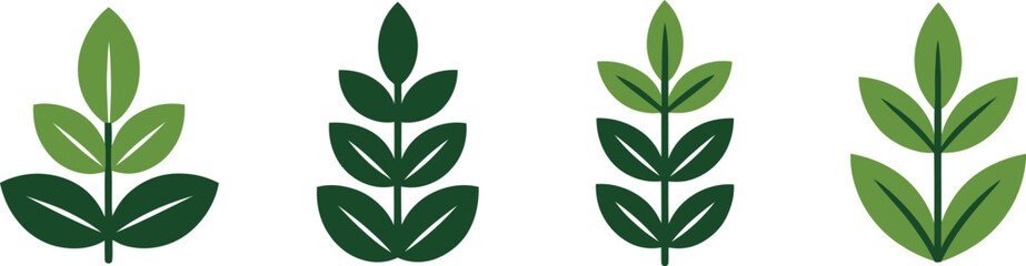 Fototapeta premium Leaf icon set with different green shades and styles