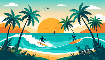 Obraz premium Summer Surf Paradise Vector