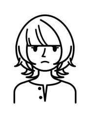 ベクターイラスト素材：困ったり悩んだりしている若い女性アイコン
