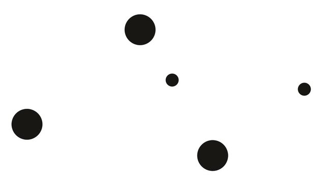 Atoms or molecules of different sizes move back and forth and in a circle on the screen.