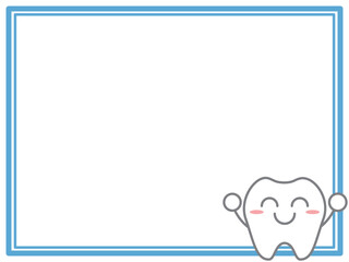 笑顔の歯のキャラクターの歯科医院用シンプルフレーム