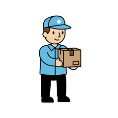 Delivery Man Holding Package vector illustration