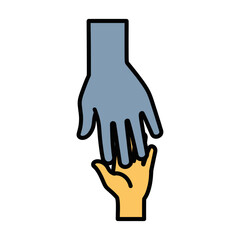 Obraz premium Two hands reaching for help and support icon