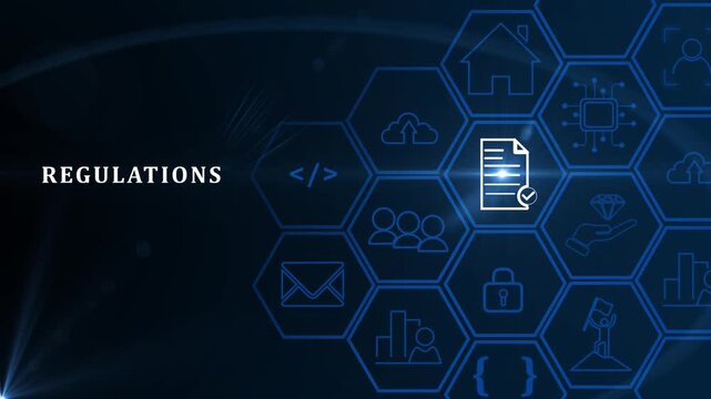 Corporate regulations and compliance concept. requirements, and regulations. Corporate formation, shareholder rights, corporate governance and financial disclosure. Business ethics.4k motion.