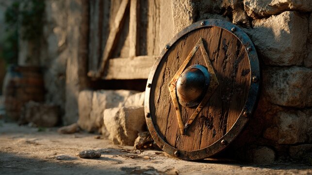 Ancient Greek Hoplite Shield In Natural Light