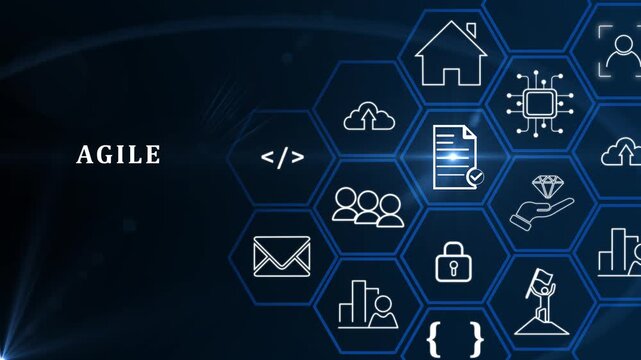 Agile management, the principles of agile software development and lean management to various management processes, product development lifecycle and project management. Change driven concept.motion
