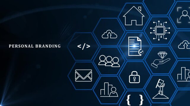 Personal branding concept. Creating and promoting a unique identity, image and reputation. Businessman building a strong personal brand for increasing opportunities, recognition and business success..
