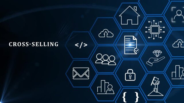 Cross-selling strategy concept. Businessman analyzing data for increasing revenue and customer loyalty by offering complementary or related products to customers in addition to initial purchase.4k