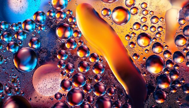 colorful abstract macro texture with bubbles and reflections