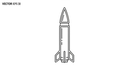 Obraz premium Black and White Rocket Illustration.