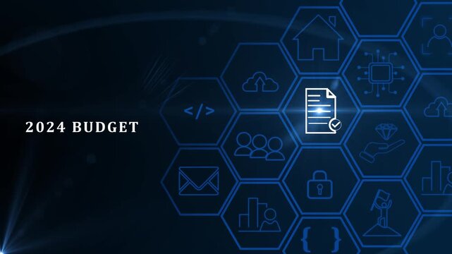 2024 Budget planning and management concept. Company budget allocation for business or project management. Effective and smart budgeting. Plan, review, approve, allocate, analyze and optimize budgets.