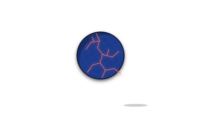 Global Crisis: Abstract Digital Globe Cracking and Healing with Network Grid Loop