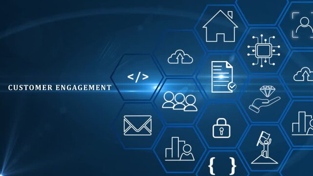 Customer engagement concept. Technology, internet, business and marketing. Marketing campaign and communication to target customer. Showing customer engagement online and offline channel on digital.