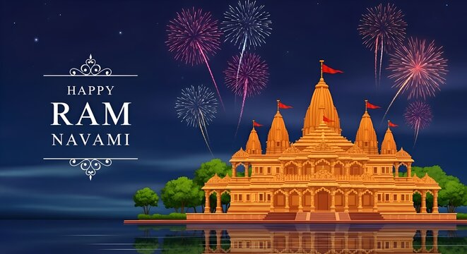 Ram navami celebration background in watercolor style