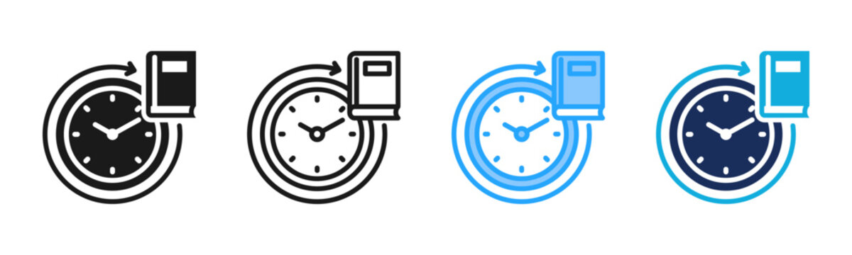 Learning Routine icon set multiple style collection