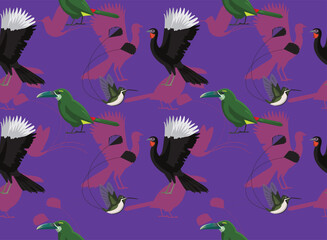Fototapeta premium Peru Endemic Birds Character Seamless Background Wallpaper Pattern