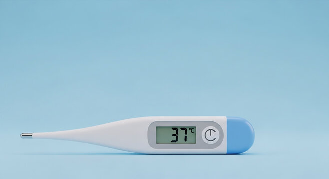 Digital Thermometer Showing 37 Degrees Celsius &ndash; Body Temperature Healthcare Concept
