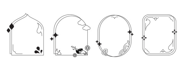 thai minimalist border aesthetic line art © dhtgstockphoto