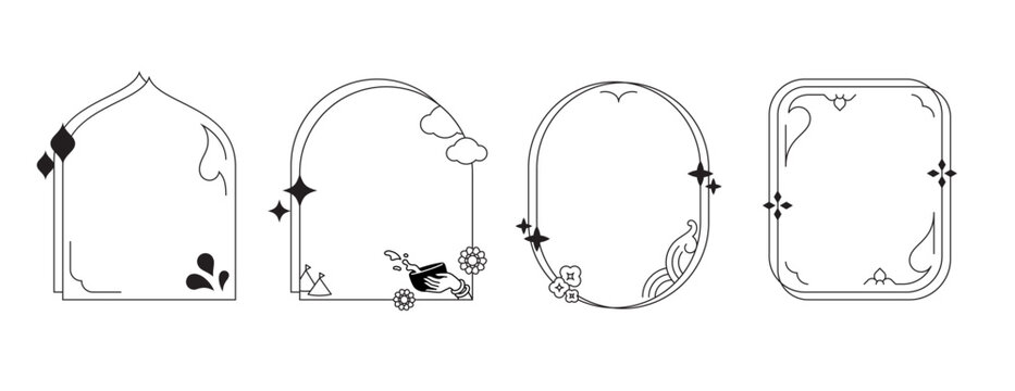 thai minimalist border aesthetic line art
