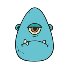 Obraz premium Cute Blue Cyclops Monster Face