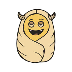 Naklejka premium Cute Monster Baby Swaddled