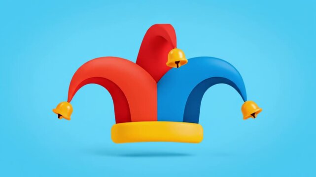 Animated Jester Hat Icon With Playful Wobble Motion In Bright Flat Cartoon Style