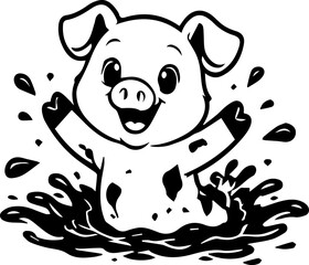 cute happy pig cartoon character 