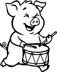 cute happy pig cartoon character 