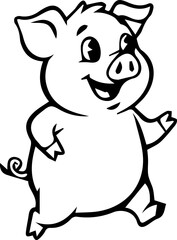 cute happy pig cartoon character 