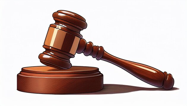 judge s gavel hammer for adjudication isolated on white background wooden auction hammer with a wooden stand law and justice concept ai generated images