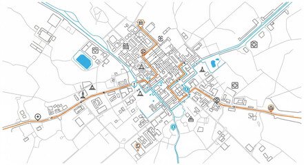 Obraz premium City Map Navigation Road Network.