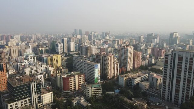 Aerial View of Urban Density and Growing Cityscape in Dhaka, Bangladesh