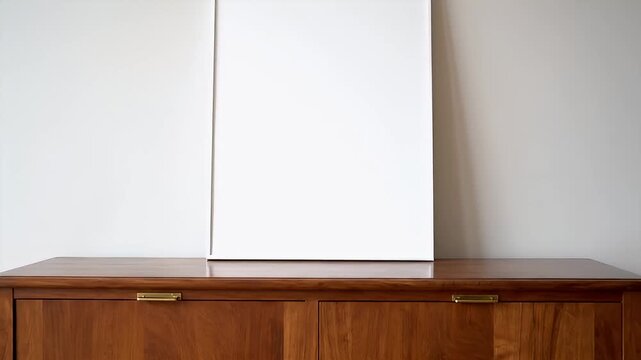 Wooden Dresser with White Canvas on Top.