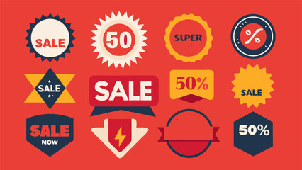 Set of flat vector retail sale stickers with best price and new tag.eps