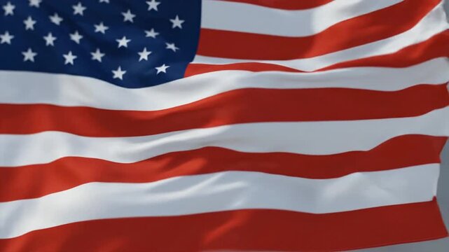 American Flag Waving in the Wind.