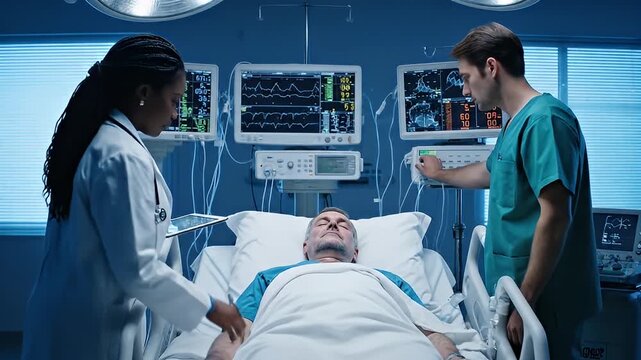 Medical Professionals Attending to Hospital Patient.