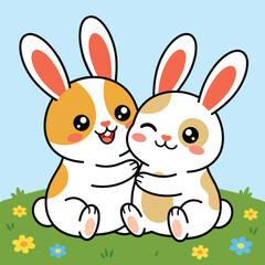 Fototapeta premium Cute Spring Doodle Vector with Flowers, Bees and Nature Elements