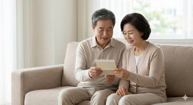 노후 자금 은퇴 통장을 확인하는 부부