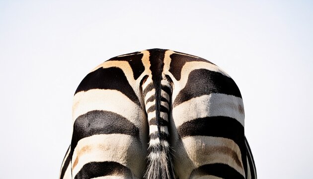 close up of a realistic zebra s backside against a white background