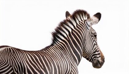 realistic zebra back view on white background