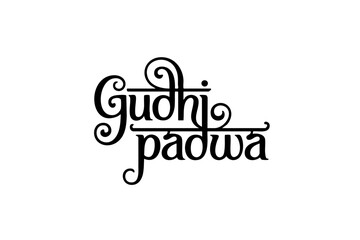 Gudi Padwa Festival Vector Calligraphy Typography Design