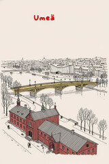 Ume Sweden Pen Line Art