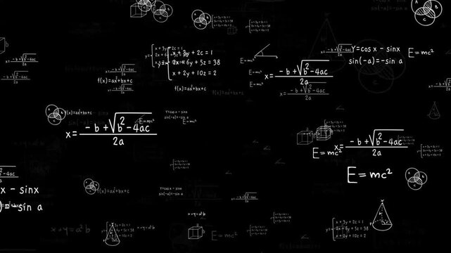 Floating Mathematical Equations and Science Formula Animation Background
