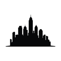 Naklejka premium Modern city skyline silhouette with sleek skyscrapers and urban landscape