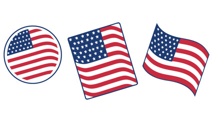 Obraz premium Vector illustration of American Flag Icons in Various Styles