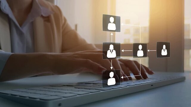 Digital technology of business process and workflow automation with flowchart and processing management.Scheme hierarchy management of corporate.	
