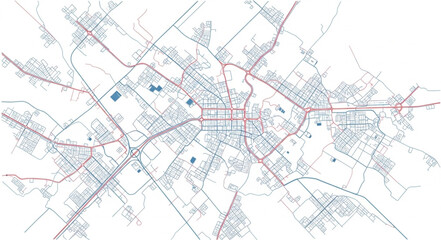 Obraz premium City Map with Roads and Buildings.